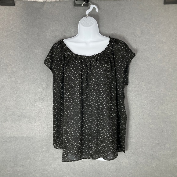 Lauren Conrad Polka Dot Blouse Tie Back Short Sleeve Top XXL Feminine Romantic - Picture 1 of 10